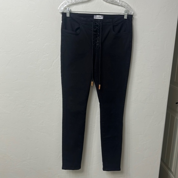 Frame black corded lace up skinny jeans size 30. - Picture 1 of 9